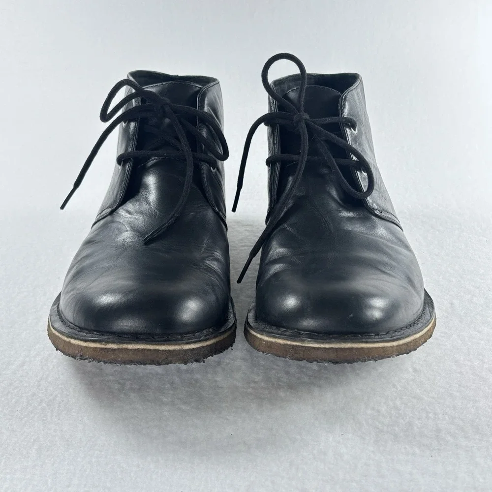 UGG Chukka Boots Black Leather Mens Sz 14 Ankle‎ Lace-Up Grunge Streetwear Boho